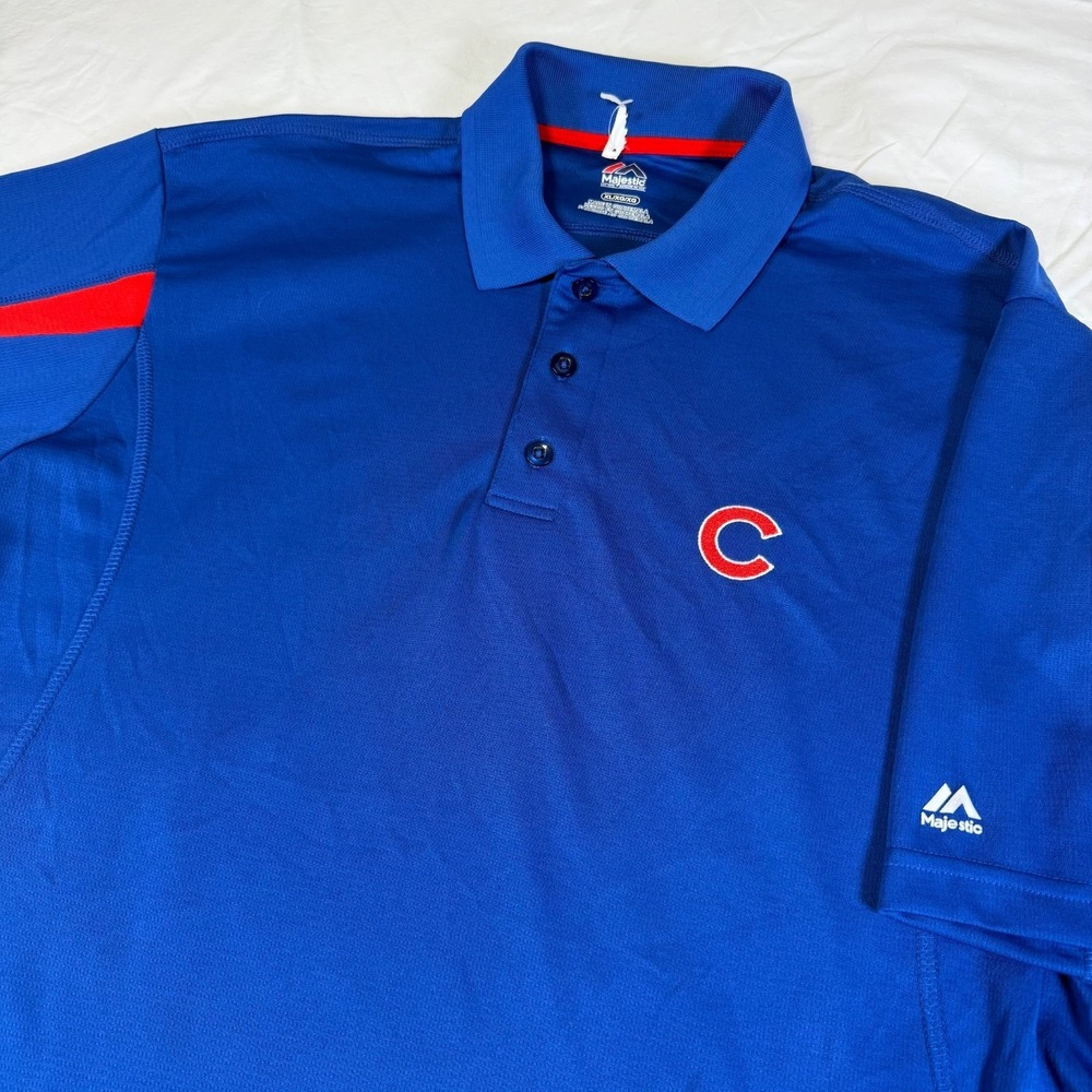 NWOT Majestic MLB Chicago Cubs Performance Polo Shirt Men's Size XL Signed